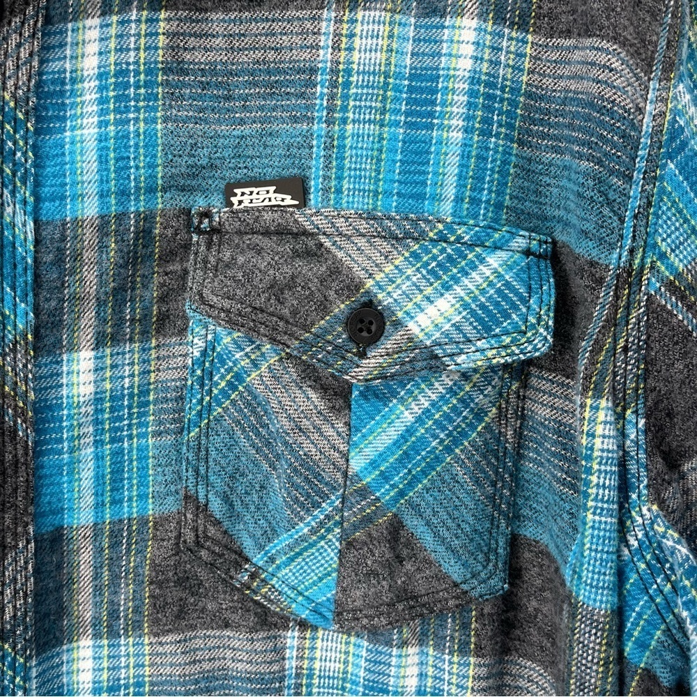 Vintage No Fear Blue Long Sleeve Button-Up Flannel Shirt XL Skater 90’s Emo - Picture 3 of 10